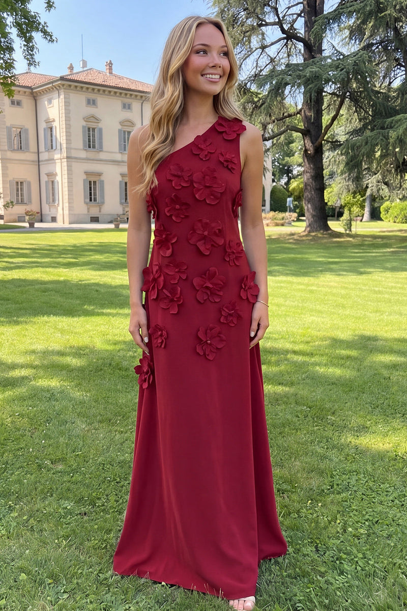 Load image into Gallery viewer, Yellow One Shoulder Floral Sheath Maxi Formal Dress