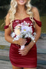 Load image into Gallery viewer, Red Bodycon Ruched Off the Shoulder Short Prom Dress