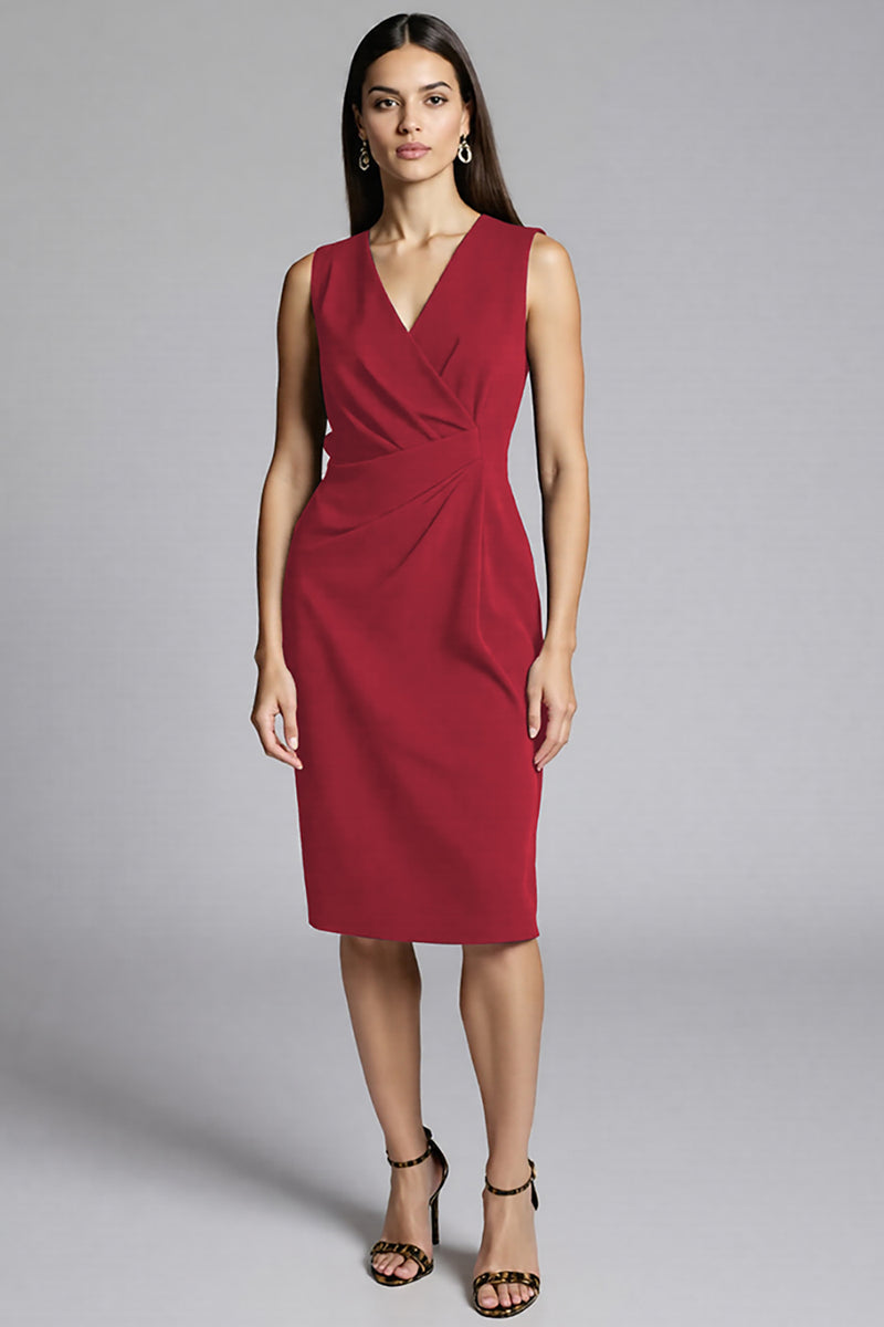 Load image into Gallery viewer, Navy Satin Bodycon V-Neck Midi Work Dress