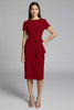 Load image into Gallery viewer, Royal Blue Bodycon Ruffled Satin Midi Work Dress