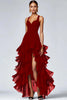 Load image into Gallery viewer, Black Organza Spaghetti Straps Ruffled Long Formal Dress