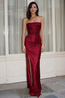 Load image into Gallery viewer, Sparkly Gold Mermaid Ruched Strapless Long Prom Dress with Sequin