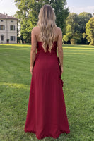 Load image into Gallery viewer, Sage Green Strapless A Line Floral Maxi Formal Dress