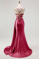 Load image into Gallery viewer, Sparkly Champagne Mermaid Spaghetti Straps Ruched Long Prom Dress with Beading