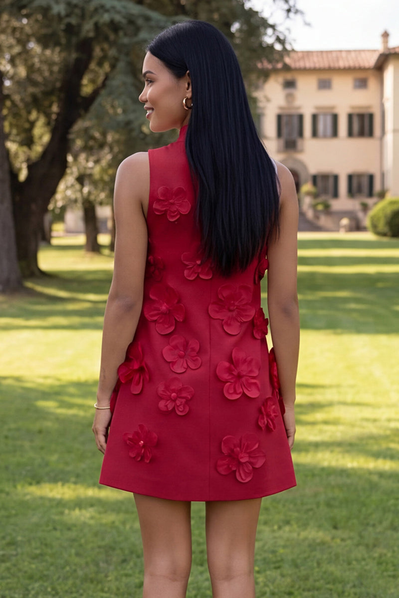 Load image into Gallery viewer, Lilac High Neck A Line Short Floral Homecoming Dress