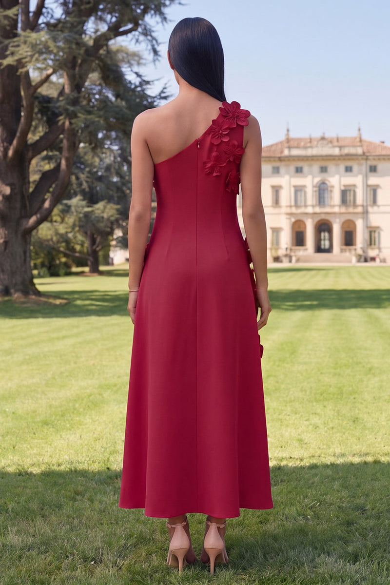 Load image into Gallery viewer, Floral Yellow A Line One Shoulder Maxi Formal Dress