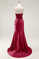 Load image into Gallery viewer, Sparkly Red Satin Mermaid Sweetheart Long Prom Dress with Sequins