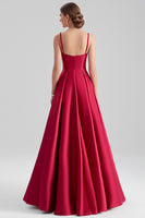 Load image into Gallery viewer, Black A Line Satin Spaghetti Straps Long Formal Dress