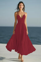 Load image into Gallery viewer, Ivory A Line Spaghetti Straps Beach Maxi Engagement Dress
