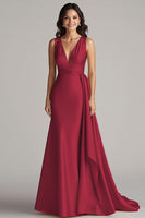 Load image into Gallery viewer, Champagne V-Neck Mermaid Satin Long Formal Dress
