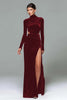 Load image into Gallery viewer, Black Velvet Sheath High Neck Cut Out Long Holiday Party Dress