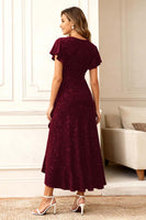 Load image into Gallery viewer, Glitter Black Round Neck A Line Long Holiday Party Dress with Sleeves
