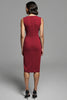 Load image into Gallery viewer, Grey Bodycon Satin Ruched Midi Work Dress with Slit