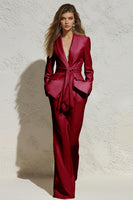 Load image into Gallery viewer, White 2 Piece Notched Lapel Ruched Business Suits with Sash