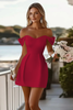 Load image into Gallery viewer, White Satin Off the Shoulder Bodycon Short Graduation Dress