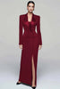 Load image into Gallery viewer, Queendancer Women Black Pencil Long Sleeves Blazer Dress with Slit Peak Lapel Double Breasted Coat Dress