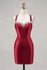 Load image into Gallery viewer, Sparkly Dark Green Satin Corset Tight Short Homecoming Dress with Beading