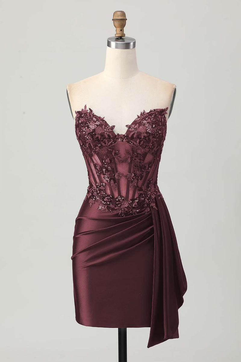 Load image into Gallery viewer, Sparkly Dark Green Sweetheart Short Corset Homecoming Dress