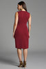 Load image into Gallery viewer, Navy Bodycon Satin V-Neck Midi Work Dress with Ruffles