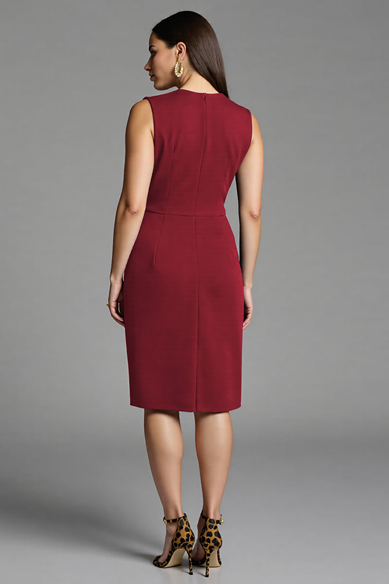 Load image into Gallery viewer, Navy Bodycon Satin V-Neck Midi Work Dress with Ruffles