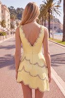 Load image into Gallery viewer, Sparkly Yellow A Line V-Neck Short Homecoming Dress with Beading