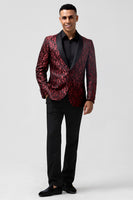Load image into Gallery viewer, Red Shawl Lapel One Button Jacquard 2 Piece Prom Suits
