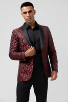 Load image into Gallery viewer, Red Shawl Lapel One Button Jacquard 2 Piece Prom Suits
