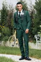 Load image into Gallery viewer, Dark Green Shawl Lapel One Button 3 Piece Prom Suits