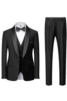 Load image into Gallery viewer, Black Shawl Lapel Three-Pieces Men&#39;s Suits