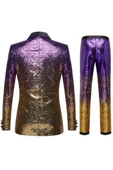 Sparkly Purple Men's 2 Piece Peak Lapel Homecoming Suits