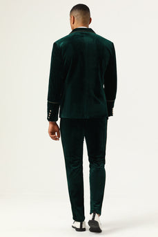Dark Green Velvet 2 Piece Men's Prom Suits