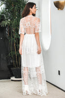 Load image into Gallery viewer, White Boho Maxi Lace Formal Party Dress