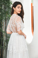 Load image into Gallery viewer, White Boho Maxi Lace Formal Party Dress
