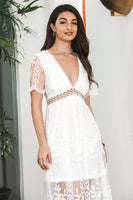Load image into Gallery viewer, White Maxi Batwing Sleeves Formal Party Dress with Lace