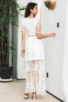 Load image into Gallery viewer, White Maxi Batwing Sleeves Formal Party Dress with Lace