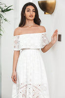 Load image into Gallery viewer, White High Low Hollow Boho Engagement Party Dress