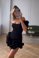 Load image into Gallery viewer, Black One Shoulder Tight Homecoming Dress with Ruffles