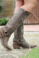 Load image into Gallery viewer, Blue Embroidered Cowgirl Boho Mid Calf Boots