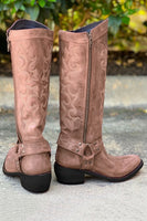 Load image into Gallery viewer, Blue Embroidered Cowgirl Boho Mid Calf Boots