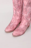 Load image into Gallery viewer, Dusty Rose Embroidered Mid-Calf Boho Cowgirl Boots