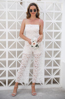 Load image into Gallery viewer, White Lace Engagement Party Jumpsuits