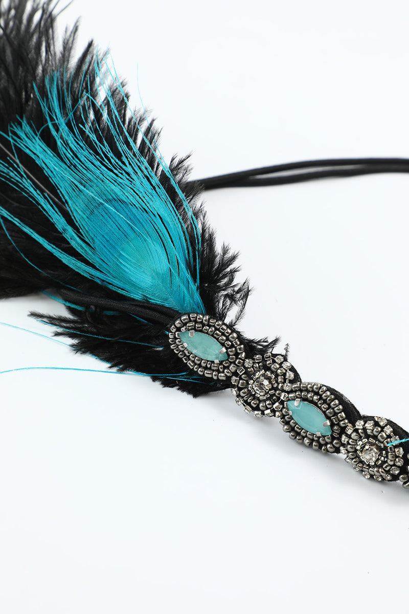 Load image into Gallery viewer, Blue Headpiece Drop Earrings Three Pieces 1920s Party Accessories Set