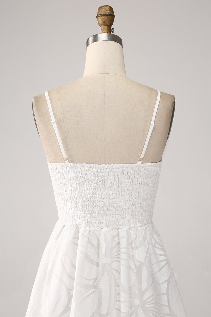 Load image into Gallery viewer, White A-Line Spaghetti Straps Short Graduation Dress