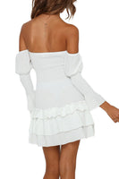 Load image into Gallery viewer, White Off The Shoulder Graduation Dress with Sleeves