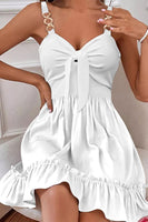 Load image into Gallery viewer, White V-Neck Graduation Dress