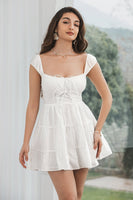 Load image into Gallery viewer, Simple White A-Line Short Graduation Dress