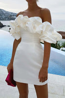 Load image into Gallery viewer, White Off the Shoulder Graduation Dress