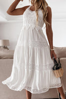 Load image into Gallery viewer, White Scoop Neck Graduation Dress with Lace