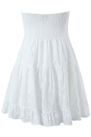 White A-Line Strapless Graduation Dress