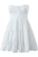 Load image into Gallery viewer, White A-Line Strapless Graduation Dress